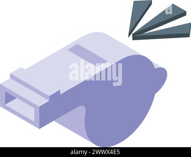 Icona fischio dell'arbitro di calcio vettore isometrico. Strumento di gioco per persona. Allenati per lo sport moderno Illustrazione Vettoriale