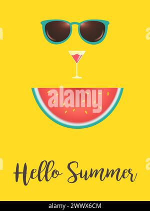 Design realistico 3D di banner estivi per le vacanze con sfondo colorato per elementi da spiaggia. Illustrazione vettoriale. Vendita estiva, Post Template, 3D Tropical e Illustrazione Vettoriale