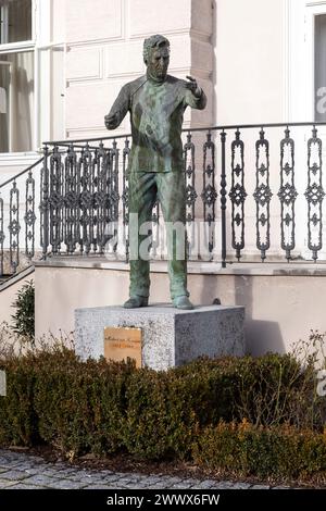 Memoriale di Herbert Von Karajan di fronte alla sua casa natale nella città di Salisburgo, Austria Foto Stock