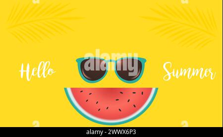 Design realistico 3D di banner estivi per le vacanze con sfondo colorato per elementi da spiaggia. Illustrazione vettoriale. Vendita estiva, Post Template, 3D Tropical e Illustrazione Vettoriale