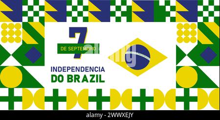 Festa nazionale o Festa dell'indipendenza per la celebrazione brasiliana illustrazione vettoriale. 7 de setembro, independencia do brasil, (traduzione: 7 settembre Illustrazione Vettoriale