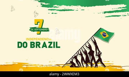 Festa nazionale o Festa dell'indipendenza per la celebrazione brasiliana illustrazione vettoriale. 7 de setembro, independencia do brasil, (traduzione: 7 settembre Illustrazione Vettoriale