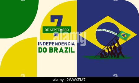 Festa nazionale o Festa dell'indipendenza per la celebrazione brasiliana illustrazione vettoriale. 7 de setembro, independencia do brasil, (traduzione: 7 settembre Illustrazione Vettoriale