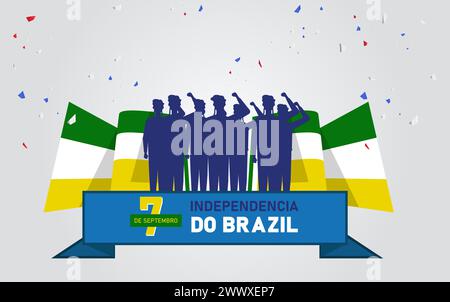 Festa nazionale o Festa dell'indipendenza per la celebrazione brasiliana illustrazione vettoriale. 7 de setembro, independencia do brasil, (traduzione: 7 settembre Illustrazione Vettoriale