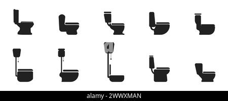 Logo WC colore semplice. WC semplice ed elegante. Mobili per la stanza da bagno vettoriale. Ciotola del WC Symbol. Illustrazione vettoriale. Illustrazione Vettoriale