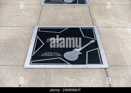 Nashville, Tennessee - 15 marzo 2024: Johnny Cash star della Music City Walk of Fame di Nashville, Tennessee Foto Stock