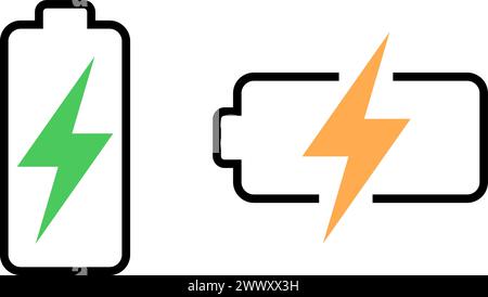 Set di icone batteria accumulatore carica completa e carica parziale Illustrazione Vettoriale