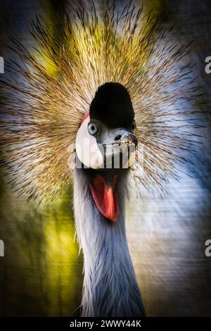 Gru coronata grigia dell'Africa orientale minacciata Foto Stock