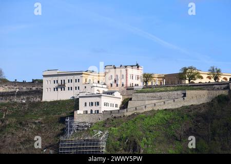 Festung Ehrenbreitstein sopra il Reno Foto Stock