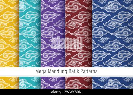 Tradizionale modello Batik dall'Indonesia illustrazione vettoriale. Tessuti per motivi batik. Opuscolo modello Batik National Day Design for poster Banner. Illustrazione Vettoriale