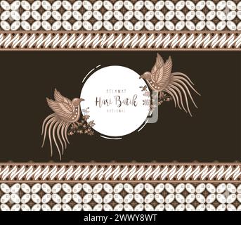 Tradizionale modello Batik dall'Indonesia illustrazione vettoriale. Tessuti per motivi batik. Opuscolo modello Batik National Day Design for poster Banner. Illustrazione Vettoriale