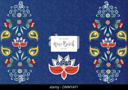 Tradizionale modello Batik dall'Indonesia illustrazione vettoriale. Tessuti per motivi batik. Opuscolo modello Batik National Day Design for poster Banner. Illustrazione Vettoriale