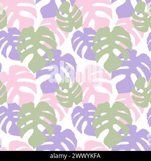 Modello senza cuciture con foglie di monstera Foto Stock