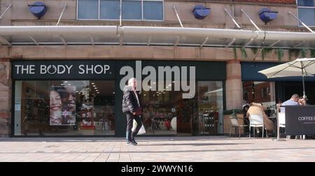 Stockport Inghilterra Regno Unito 24 marzo 2024 Body Shop a Stockport, Greater Manchester Anita Roddick ha fondato la società nel 1976 la società è di proprietà della società di private equity Aurelius dal 2023 ©Ged Noonan/Alamy Foto Stock