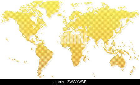 Mappa del mondo mezza tonalità oro, illustrazione vettoriale Illustrazione Vettoriale
