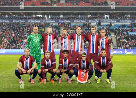 Oslo, Norvegia. 26 marzo 2024. Oslo, Norvegia, 26 marzo 2024: I giocatori norvegesi sono visti prima dell'amichevole internazionale di calcio tra Norvegia e Slovacchia allo stadio Ullevaal di Oslo, Norvegia. (Ane Frosaker/SPP) credito: SPP Sport Press Photo. /Alamy Live News Foto Stock