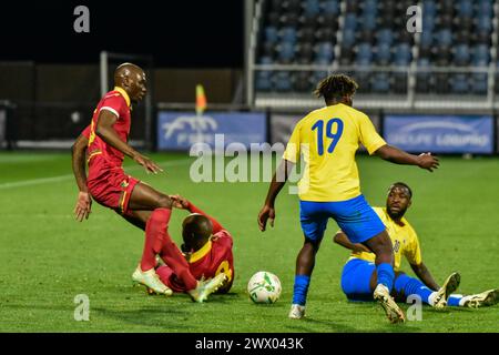 CHAMBLY, FRANCIA - MARZO 25; Gabon e Congo durante l'amichevole internazionale FIFA tra Gabon e Congo allo Stade des Marais il 25 marzo 2024 Foto Stock