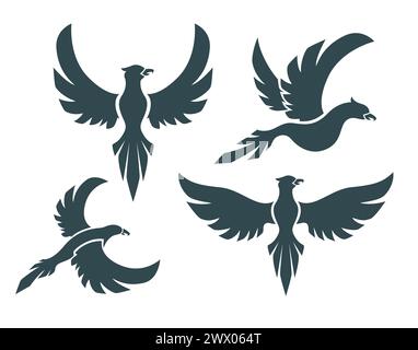 Set di insegne Flying Birds, illustrazione vettoriale Illustrazione Vettoriale