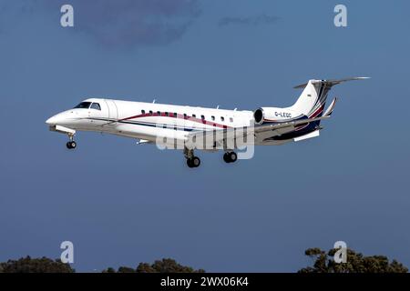 London Executive Aviation Embraer Legacy 600 (EMB-135BJ) (REG: G-LEGC) in arrivo dal Regno Unito. Foto Stock