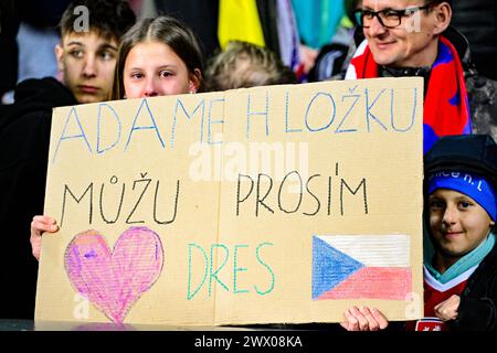 Praga, Repubblica Ceca. 26 marzo 2024. Tifosi cechi l'amichevole di calcio Cechia vs Armenia a Praga, Repubblica Ceca, 26 marzo 2024. Crediti: Roman Vondrous/CTK Photo/Alamy Live News Foto Stock