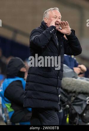 Glasgow, Regno Unito. 26 marzo 2024. Michael o'Neill, allenatore irlandese, durante l'amichevole internazionale all'Hampden Park, Glasgow. Il credito per immagini dovrebbe essere: Neil Hanna/Sportimage Credit: Sportimage Ltd/Alamy Live News Foto Stock