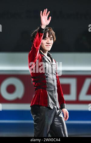 Montreal, Canada. 24 marzo 2024. MONTREAL, CANADA - 24 MARZO 2024: Shoma uno (JPN) durante i Campionati mondiali di pattinaggio di figura dell'ISU all'Auditorium Verdun On di Montreal, Canada. (Foto di David Kirouac/Orange Pictures) credito: Orange Pics BV/Alamy Live News Foto Stock