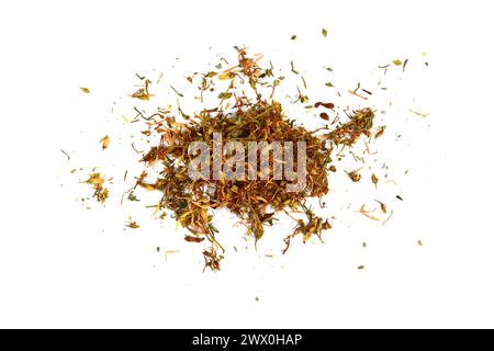 Fiori secchi di Hypericum, Hypericum perforatum o erba di San Giovanni isolati. Foto Stock