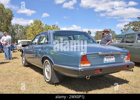 Vista posteriore di una Jaguar XJ6 berlina da 4,2 litri degli anni '1970 Foto Stock