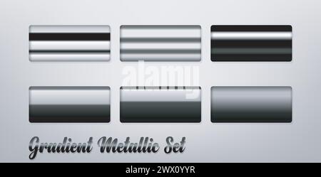 Set colore metallizzato sfumato, facile da copiare, illustrazione vettoriale Illustrazione Vettoriale