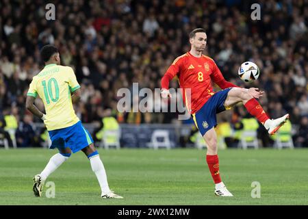 MADRID, SPAGNA - MARZO 26: La Spagna Fabian Ruiz in azione durante l'amichevole tra Spagna e Brasile allo stadio Santiago Bernabeu. (Foto di Guille Martinez/AFLO) Foto Stock