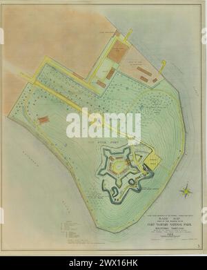 1939 Mappa base del monumento nazionale e del santuario storico di Fort McHenry Foto Stock