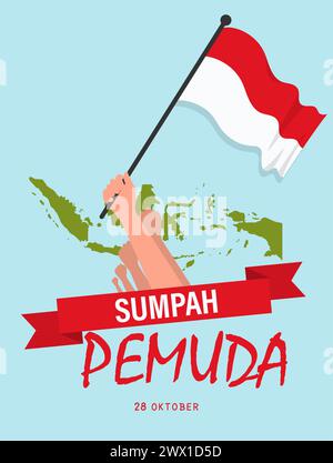 Traduzione : felice Indonesiano Gioventù Pledge Day illustrazione vettoriale. Illustrazione Vettoriale
