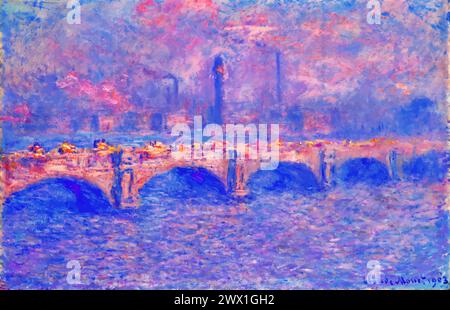 Waterloo Bridge, Sunlight Effect, 1903 (pittura) dell'artista Monet, Claude (1840-1926) francese. Illustrazione Vettoriale