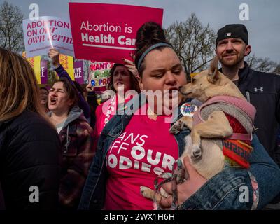 Washington, District of Columbia, USA. 26 marzo 2024. I sostenitori e gli oppositori dell'aborto si riuniscono alla Corte Suprema mentre ascolta argomenti orali sulla legalità dell'approvazione della pillola abortiva mifepristone da parte di FDAÃs. (Credit Image: © sue Dorfman/ZUMA Press Wire) SOLO PER USO EDITORIALE! Non per USO commerciale! Foto Stock