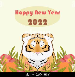 Capodanno cinese 2022 anno della tigre con elementi asiatici anno della tigre Illustrazione Vettoriale