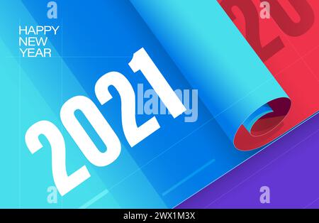 Felice anno nuovo 2021 illustrazione vettoriale di sfondo Illustrazione Vettoriale