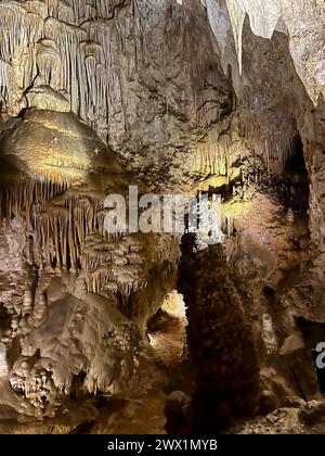 Una splendida vista all'interno della Big Room delle Carlsbad Caverns, New Mexico. Foto Stock