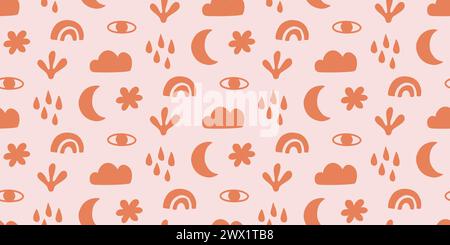 Schema senza cuciture disegnato a mano per vivaio astratto Illustrazione Vettoriale