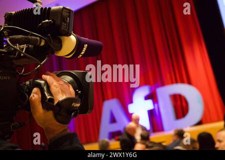 Harmonie Heilbronn Hall, Heilbronn, Germania, 23 marzo 2024. Conferenza elettorale AFD. Dottoressa Alice Weidel, Tino Chrupalla, dottoressa Maximilian Krah, Foto Stock