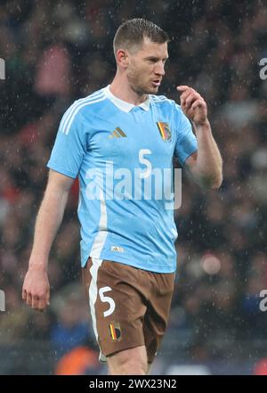 Jan Vertonghen (Anderlecht) del Belgio in azione durante la partita amichevole internazionale di calcio tra Inghilterra e Belgio allo stadio di Wembley, Londra, Regno Unito Foto Stock