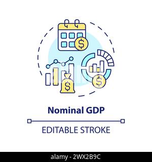 Icona concetto gdp nominale multicolore Illustrazione Vettoriale