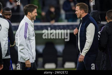 Francoforte, Germania. 26 marzo 2024. Assistente Benjamin Glück und Trainer Julian Nagelsmann (Deutschland) Deutschland - Niederlande Germania - ne Foto Stock