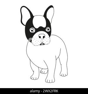 Bulldog francese, seduto di fronte a sfondo bianco Illustrazione Vettoriale