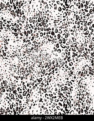 Stampa leopardata. Ripetizione continua vettoriale. Sfondo pelle animale con macchie nere e marroni sullo sfondo beige. Texture astratta esotica per safari. Jaguar, l Illustrazione Vettoriale