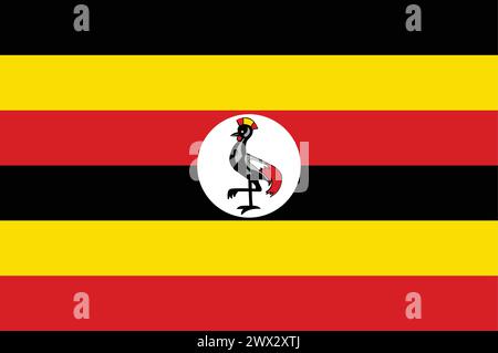 Bandiera nazionale dell'Uganda, segno dell'Uganda, bandiera dell'Uganda Illustrazione Vettoriale