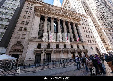 La Borsa di New York giovedì 21 marzo 2024, il primo giorno di trading per la piattaforma di social media Reddit. (© Richard B. Levine) Foto Stock