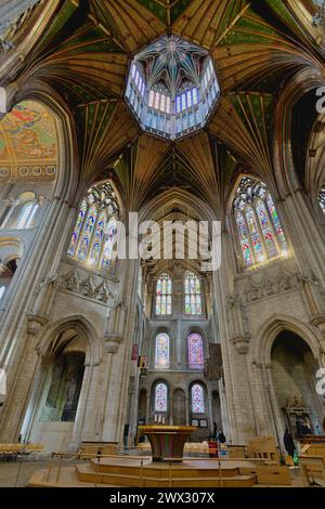 Interno della storica cattedrale di Ely Cambridgeshire Inghilterra Gran Bretagna Regno Unito Foto Stock