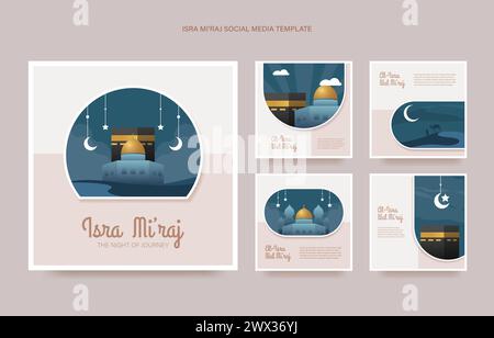 Al-Isra wal mi'raj Translate: The night journey Prophet Muhammad Vector Illustration for poster Template and Flyer, Simple background of Isra mi'raj C. Illustrazione Vettoriale