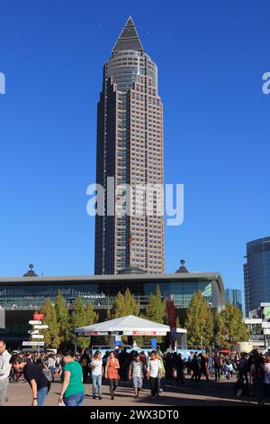 Francoforte, Germania 14 ottobre 2017: Panoramica dell'area esterna della Fiera del Libro di Francoforte Foto Stock