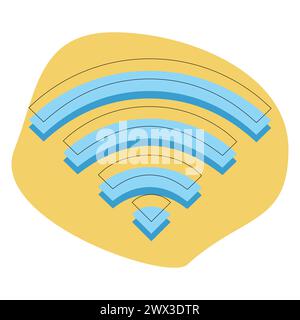 Icona Internet WiFi in stile fumetto, icona router WIFI cartoon vettore, cartoon tecnologia wireless cartoon rete grafica grafica grafica grafica. Illustrazione Vettoriale